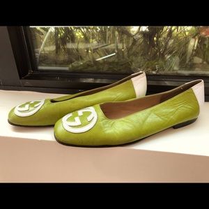 Vintage Gucci ballet loafer green & white